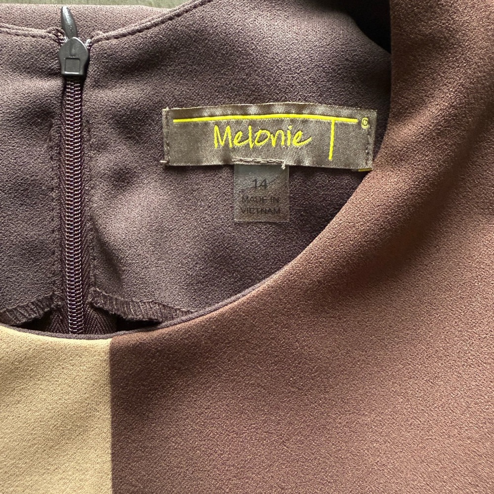 Melonie T Women's Elegant Midi Dress - Brown and Tan